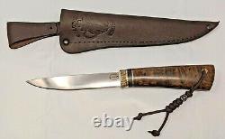 Kizlyar Russian Steel Hunting Knife Fixed with Leather Sheath Exotic Wood Handle 2
