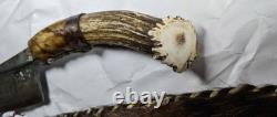 Knife Old Handmade American Indian Stag Handle