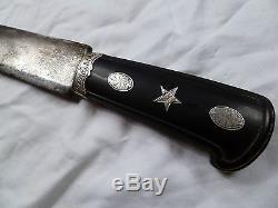 Large Inscribed Antique Silver Hunting Sword. German Prussian Hanger Sabre Knife