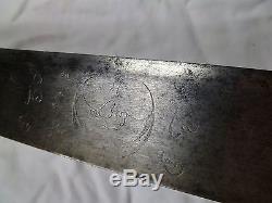 Large Inscribed Antique Silver Hunting Sword. German Prussian Hanger Sabre Knife