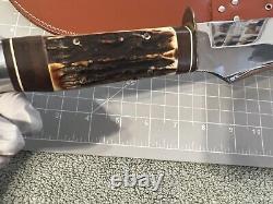 LEE O. K. OLSEN Huge Buffalo Skinner Knife Model 2700-8BUF Stag Handle OK German