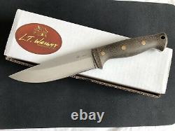 LT Wright Forest Trail Custom Fixed Blade Knife Green Canvas A2 Saber Grind