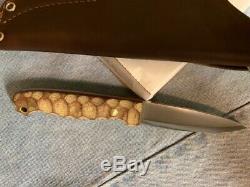 LT Wright GNS Bushcraft Knife with Scandi blade 01 steel & Micarta Mountain Scales