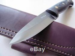 LT Wright GNS CPM 3V Steel Convex edge Black Micarta Matte Knife and Sheath