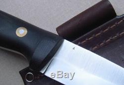 LT Wright GNS CPM 3V Steel Convex edge Black Micarta Matte Knife and Sheath