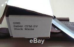 LT Wright GNS CPM 3V Steel Convex edge Black Micarta Matte Knife and Sheath