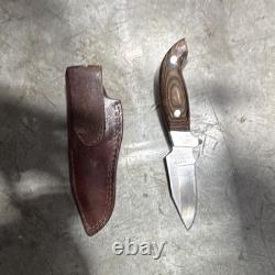 Lakota Hawk Fixed Blade Hunting Knife, Stainless Clip Point, Wood, Sheath