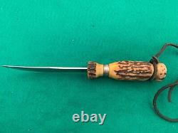 Lamson & Goodnow Stag Circa 1837 1940 Pre-war Super Rare Big Knife & Sheath