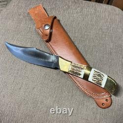 Large, Custom Handmade, FW Olivetto, Inox, Stag, Custom Sheath