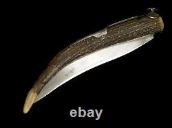 Large French Hunting Folding Knife Stag Horn Grip 19th Century