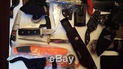 Large Lot of 29 New & Used Fixed Blade Knives (Various types and brands)