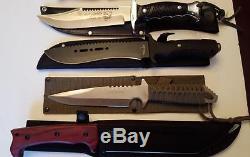 Large Lot of 29 New & Used Fixed Blade Knives (Various types and brands)