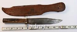 Large VTG Solingen Germany Stag Handle Hunting Original Bowie Clip Point Knife