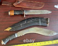 Large custom knives 8 blade knife and 10 blade lot of 2 with sheath