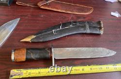 Large custom knives 8 blade knife and 10 blade lot of 2 with sheath
