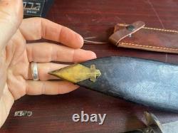Large custom knives 8 blade knife and 10 blade lot of 2 with sheath