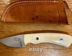 Larry Page Custom Fixed Blade Hunting Knife with Bone Handle and Sheath