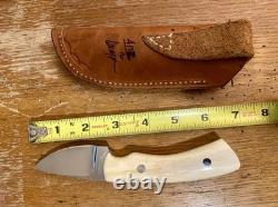 Larry Page Custom Fixed Blade Hunting Knife with Bone Handle and Sheath