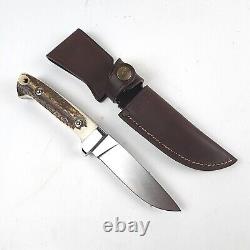 Linder Stag Handle Hunting Knife and Match sheath, Solingen Germany, Orig Box
