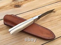 Lloyd Pendleton Custom Fixed Blade Knife Damascus Blade With Leather Sheath USA