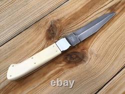 Lloyd Pendleton Custom Fixed Blade Knife Damascus Blade With Leather Sheath USA