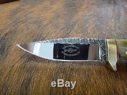 Lloyd Thompson Custom Handmade Bighorn Handle Hunting Knife with Leather Sheath