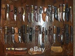 Lot 21 Vintage Fixed Blade Hunting Knife Collection Western Browning Olsen More