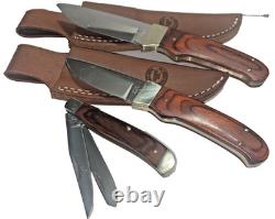 Lot Of 3 Vintage Utica Adirondack Series Knives 7 & 8 Fixed Blade & Trapper