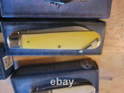 Lot Of 5 Vintage Collectible Roughrider Fixed Blade Knife Brown & White Handles