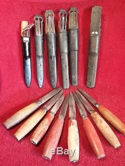 Lot of 14 USED CLASSIC VINTAGE HUNTING CAMPING KNIFE PUUKKO MORA SWEDEN SWEDISH