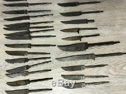 Lot of 50 Vintage Solingen Knife Fixed Blank Blade Hunting Knives Bowie Germany