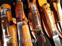Lot of 7 VINTAGE Fixed Blade Knives Hunting Fishing Western Case Germany