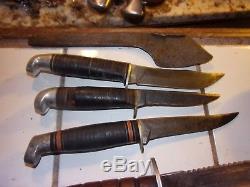Lot vintage hunting knives & sheaths Western Brand Coast Original Bowie Kershaw