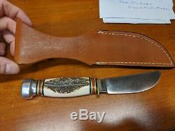 MARBLES Hunter USA STAG handle KNIFE w sheath! 3 River Archery limited