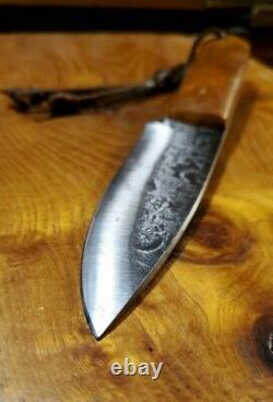 ML Knives Custom Forged Bushcraft Hunting Trail EyeCandyBurl Knife LeatherSheath
