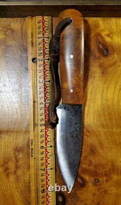 ML Knives Custom Forged Bushcraft Hunting Trail EyeCandyBurl Knife LeatherSheath