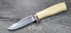 MORSETH EARLY 1970s HUNTER FIXED BLADE KNIFE With IVORY MICARTA HANDLE