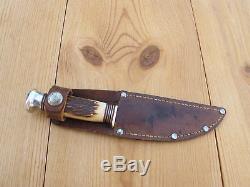 Marble's Woodcraft Hunting Knife Stag Vintage Patented 1916 Leather Sheath USA
