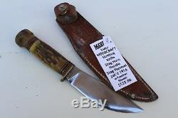 Marbles Early Woodcraft Hunting Knife, pat'd 1916, Stag Horn Handle, Stag Pommel