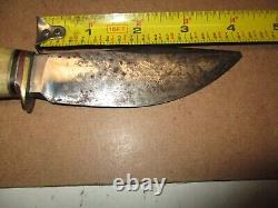 Marbles Gladstone Stag Handle Knife & Leather Sheath Very Old