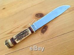 Marbles Ideal Hunting Knife Vintage 2-line Stamp (1918 Ww Ii) Stag Handle USA