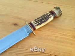 Marbles Ideal Hunting Knife Vintage 2-line Stamp (1918 Ww Ii) Stag Handle USA