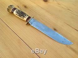 Marbles Ideal Hunting Knife Vintage 2-line Stamp (1918 Ww Ii) Stag Handle USA