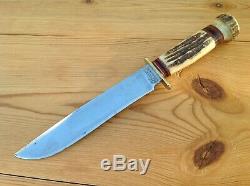 Marbles Ideal Hunting Knife Vintage 2-line Stamp (1918 Ww Ii) Stag Handle USA