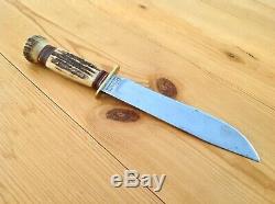 Marbles Ideal Hunting Knife Vintage 2-line Stamp (1918 Ww Ii) Stag Handle USA