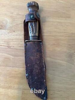 Marbles STAG Handle & Pommel 8 5/8 OAL Hunting Bowie Knife Gladstone Mich USA