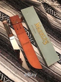 Marbles USA MSA 1992 Stag/Stag Trailmaker Bowie Hunting Knife WithSheath/Box NOS