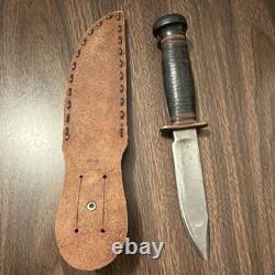 Marbles Vintage Hunting Knife Carbon Steel Clip Point Leather Handle Sheath