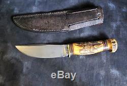 Marbles Woodcraft 4.25 Hunting Knife withSheath & Stag, Patd 1916