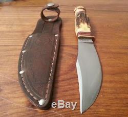 Marbles Woodcraft Hunting knife Gladstone Mich USA Stag Bone buck skinner withcase